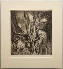 Frank Brangwyn (1867 - 1956): Drie etsen, w.o. twee uit 'L'ombre de la croix'