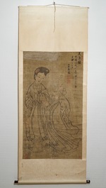 Chu (Zhu) Shang: Mei Shou Tu (Beaut&eacute;, long&eacute;vit&eacute; et peinture), encre et couleur sur papier, dat&eacute;e 1773