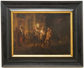 Garemijn, Jan Anton (Bruges, 1712-1789): Les Musiciens Ambulans, huile sur toile, sign&eacute;e et dat&eacute;e 1785