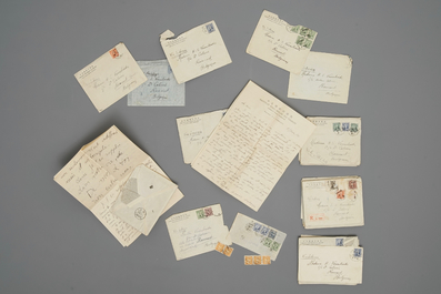 Un ensemble de timbres, enveloppes et correspondance Belgo-Chinoise, vers 1936