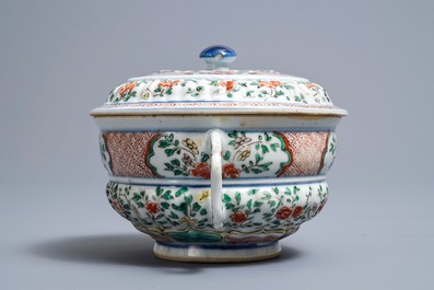 A Chinese famille verte tureen and cover, Kangxi