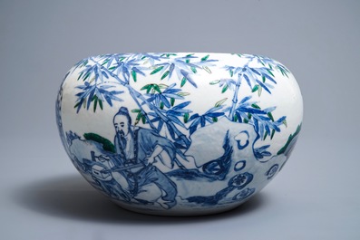 A Chinese doucai 'blacksmith' bowl, Qianlong mark, Republic, 20th C.