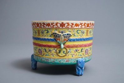 A Chinese famille rose tripod censer, Daoguang mark and of the period