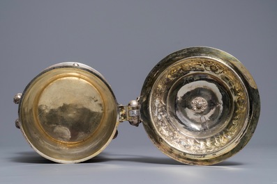 A parcel-gilt silver stein with biblical design, Nathaniel Pressding II, Danzig, Poland, 17th C.