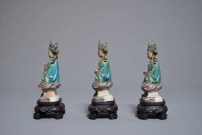 19世纪 素瓷佛座像 三尊