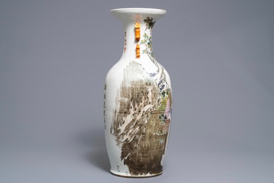 A Chinese qianjiang cai vase with the immortal Lan Caihe, 19th C.