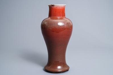A Chinese langyao slender baluster vase, 19th C.