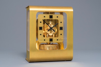 Luigi Colani for Jaeger Le Coultre, Atmos clock in gold-plated and brushed brass, 1974-1975