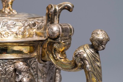 A parcel-gilt silver stein with biblical design, Nathaniel Pressding II, Danzig, Poland, 17th C.