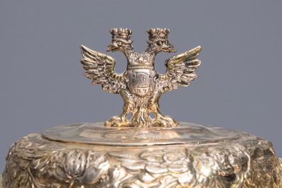 A parcel-gilt silver stein with biblical design, Nathaniel Pressding II, Danzig, Poland, 17th C.