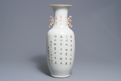 Een Chinese qianjiang cai vaas met mythologisch decor, 19/20e eeuw