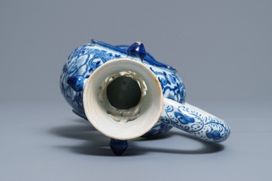 A large Dutch Delft blue and white ring-form puzzle jug, 1st quarter 18th C.