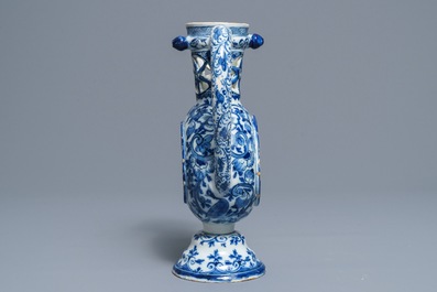 A large Dutch Delft blue and white ring-form puzzle jug, 1st quarter 18th C.