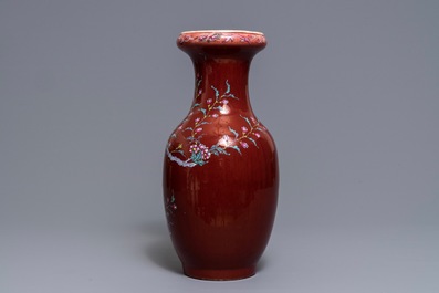 A Chinese enamelled sang-de-boeuf-glazed vase, 19th C.