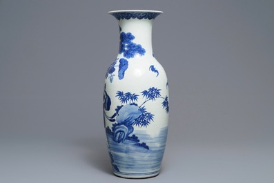 A Chinese blue and white 'Hehe Er Xian' vase, 19th C.