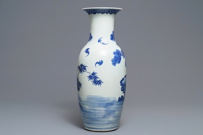 A Chinese blue and white 'Hehe Er Xian' vase, 19th C.