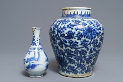 Two Chinese blue and white vases, Kangxi and Transitional period