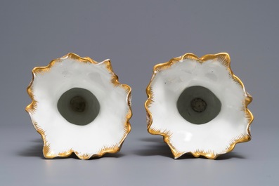 A pair of vases with applied floral design, Jacob Petit, Paris, 19th C.