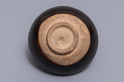 A Chinese black-glazed tea bowl with oil spots, Song or later