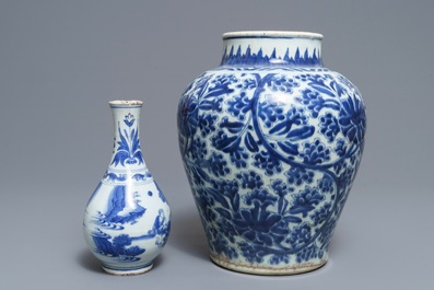 Two Chinese blue and white vases, Kangxi and Transitional period