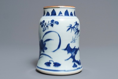 A Chinese blue and white jar with floral design, Transitional period