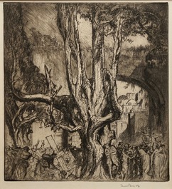 Frank Brangwyn (1867 - 1956): Three etchings, incl. two from 'L'ombre de la croix'