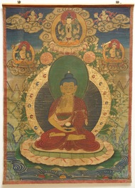 Three large thangkas, Tibet or Nepal, 19/20th C.