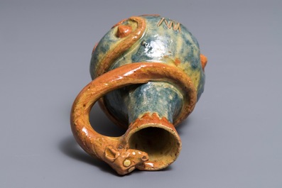 Un vase Art Nouveau en poterie flamande &agrave; d&eacute;cor d'un dragon, Leo Maes Vereenoghe, Torhout, 1891-1909
