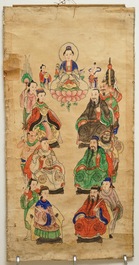 Chinese school: A view on the spring palace, 16/17th C. and 'Guanyin with servants', 19th C.