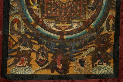 Een 'mandala' thangka, Tibet of Nepal, 19/20e eeuw