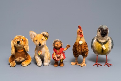 Een collectie Steiff pluche dieren, jaren '50 en later