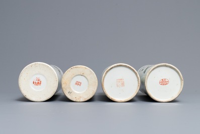 Quatre portes-chapeau en porcelaine de Chine qianjiang cai, 19/20&egrave;me