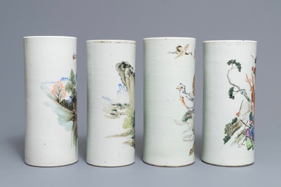 Four Chinese qianjiang cai hat stands, 19/20th C.