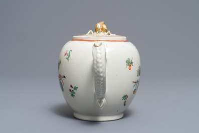 Une th&eacute;i&egrave;re armori&eacute;e en porcelaine de Chine famille rose, blasons de van Visvliet-Sluijmer, Qianlong