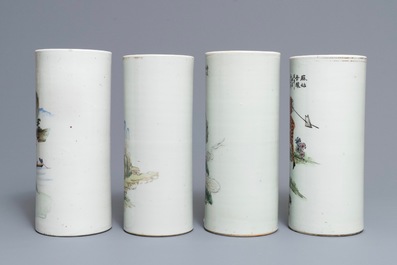 Four Chinese qianjiang cai hat stands, 19/20th C.