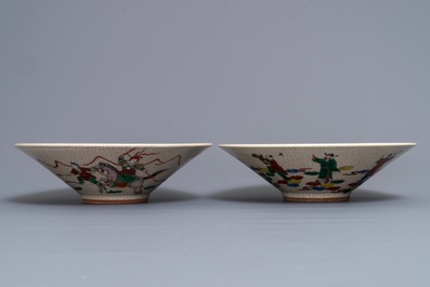 Two Chinese Nanking famille verte bowls, a famille rose and an Imari-style plate, 18/20th C.