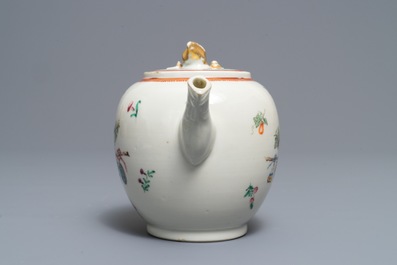 A Chinese famille rose Dutch market armorial teapot with the arms of van Visvliet-Sluijmer, Qianlong