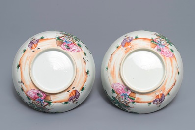 A pair of Chinese famille rose 'cherrypickers' bowls, Qianlong