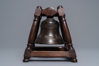 A Flemish bronze bell inscribed: 'Cast in Bruges by F. Brondel', 19th C.