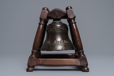 A Flemish bronze bell inscribed: 'Cast in Bruges by F. Brondel', 19th C.