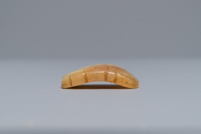 A Chinese russet jade 'Tiger Charm' inscribed pendant, 19/20th C.