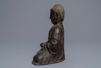A Chinese gilt-lacquered bronze figure of Amithaba Buddha, Ming