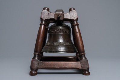 A Flemish bronze bell inscribed: 'Cast in Bruges by F. Brondel', 19th C.