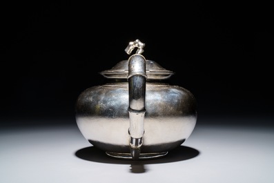 A Chinese silver three-piece tea set, mark of Hung Chong, Shanghai, ca. 1900