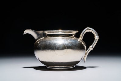 A Chinese silver three-piece tea set, mark of Hung Chong, Shanghai, ca. 1900