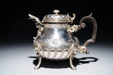 A French silver four-piece coffee and tea set, Lapar, Paris, 19th C.