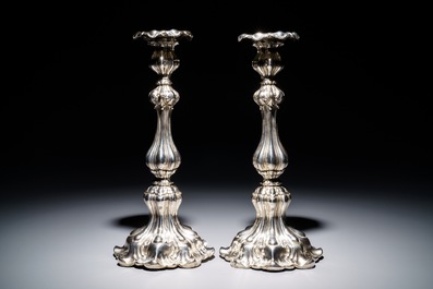 A pair of silver candlesticks, poss. Austria, 19th C.