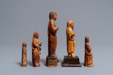Five Indo-Portuguese carved ivory figures, Goa, 17th C.