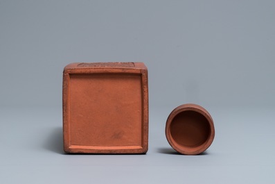 A Chinese Yixing stoneware tea caddy and cover, Kangxi