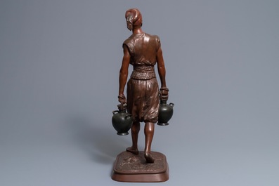 Jean-Didier Debut (1824-1893): Porteur d&rsquo;eau arabe, a cold painted bronze figure